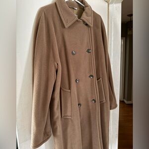Marella by Max Mara Double-Breasted Brown Camel Wool & Cashmere Coat